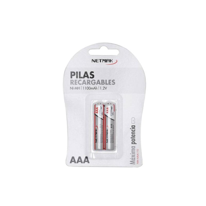 Z PILAS RECARGABLES AAA NI-MH 1100MAH 1.2V NETMAK NM-AAA110 X2 UNIDADES
