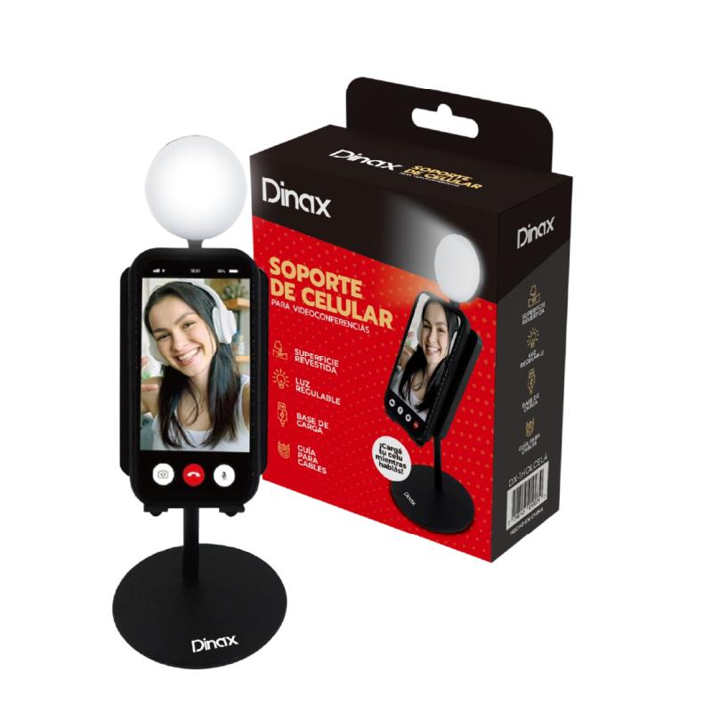 Z SOPORTE CELULAR CON LUZ LED Y BASE DE CARGA DINAX DX-1HOLCEL4