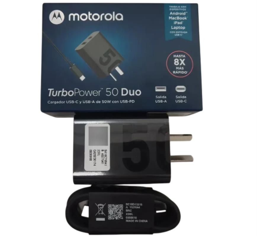 Z *** CARGADOR 220V TIPO C MOTOROLA ORIGINAL TURBO POWER 50W MC-506