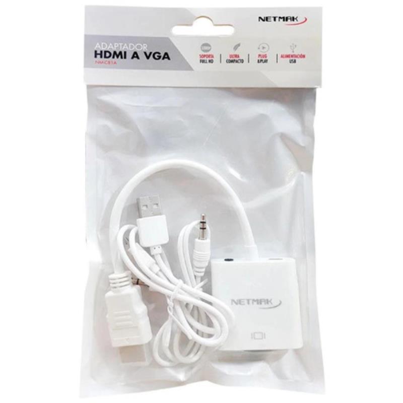 Z CABLE ADAPTADOR CONVERSOR HDMI A VGA + 3.5MM AUDIO NM-C81A