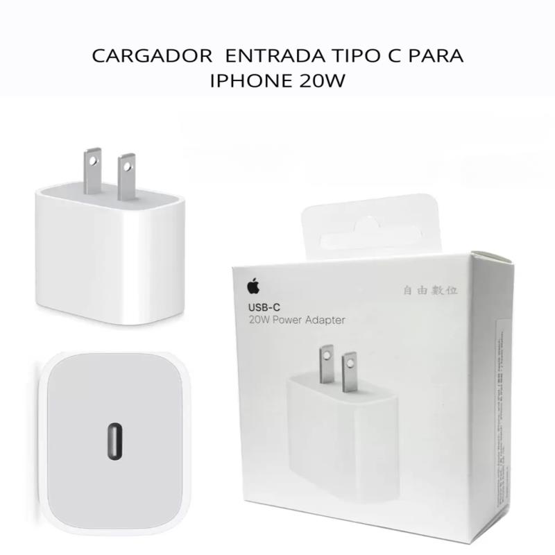 Z CARGADOR 220V FUENTE IPHONE TURBO USB-C CERTIFICADO 20W PATA RECTA
