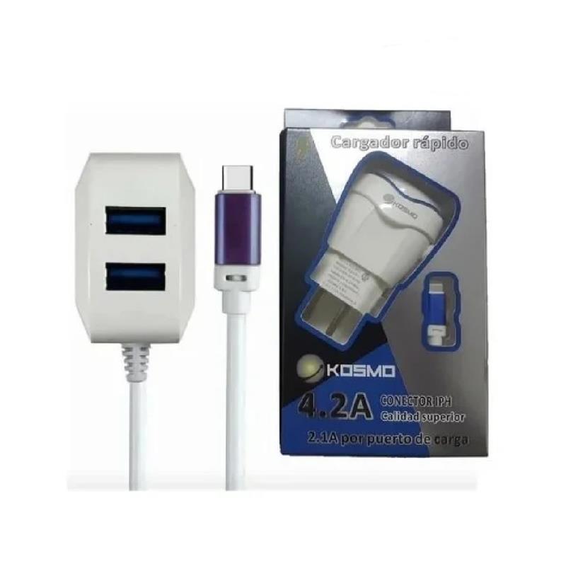 Z CARGADOR 220V MICRO (2) USB KOSMO 4.2A CARGA RÀPIDA ( C )