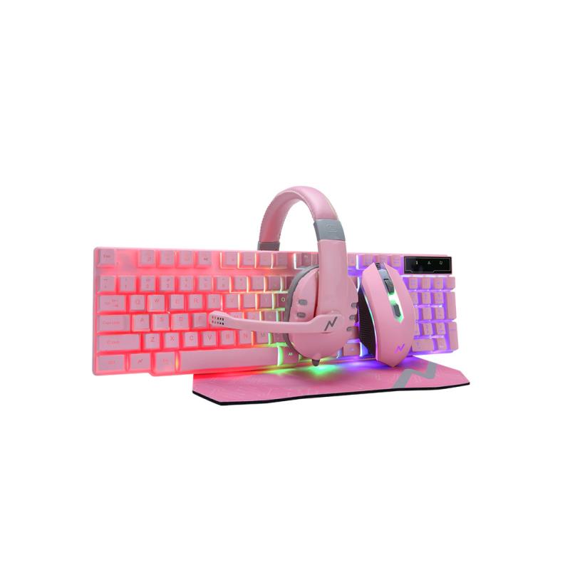 Z *** COMBO GAMER ROSA NOGA 4EN1 (TECLADO-MOUSE-AURI-PAD) NKB- 411