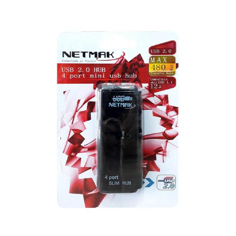 Z HUB USB SLIM CON 4 PUERTOS USB NETMAK NM-AC05 ( C )