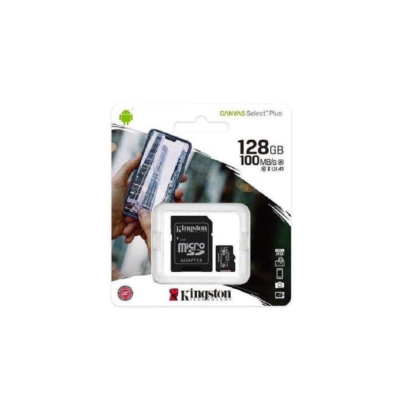 Z MEMORIA MICRO SD 128GB 100MBS CLASE 10 KINGSTON CANVAS PLUS